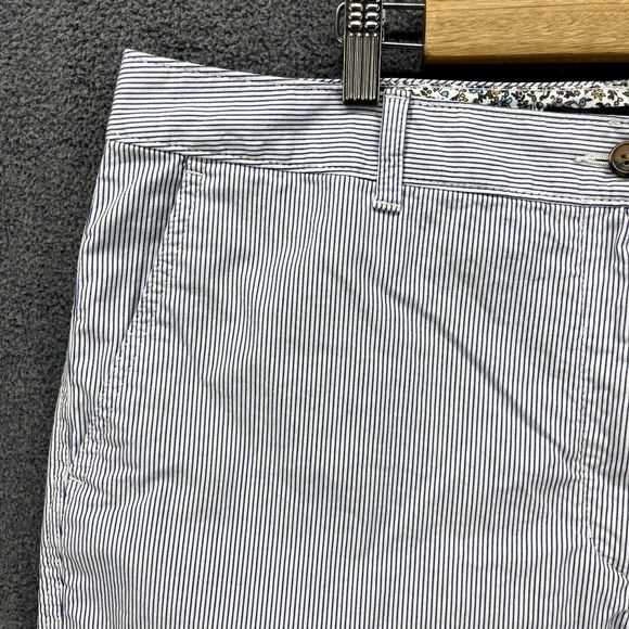 M&S‎ shorts womens 18 blue white stripe Chino cotton blend - Picture 2 of 15
